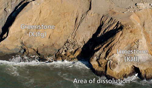 Photograph of Franciscan limestone and greenstone.