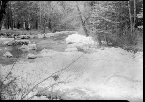 Yosemite Creek. "Full of snow from Ice Cone (?)"