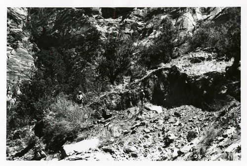 BW Photo of rock slide near echo rock - 35MM.
