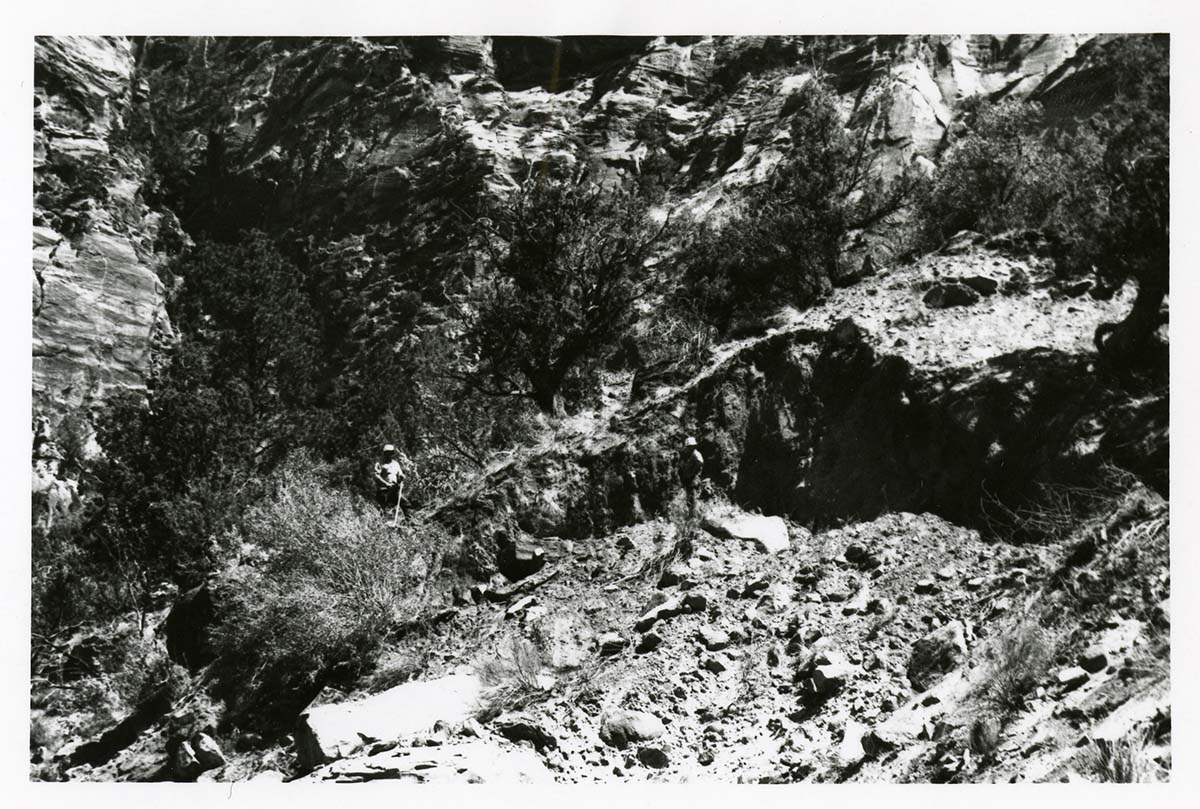 BW Photo of rock slide near echo rock - 35MM.