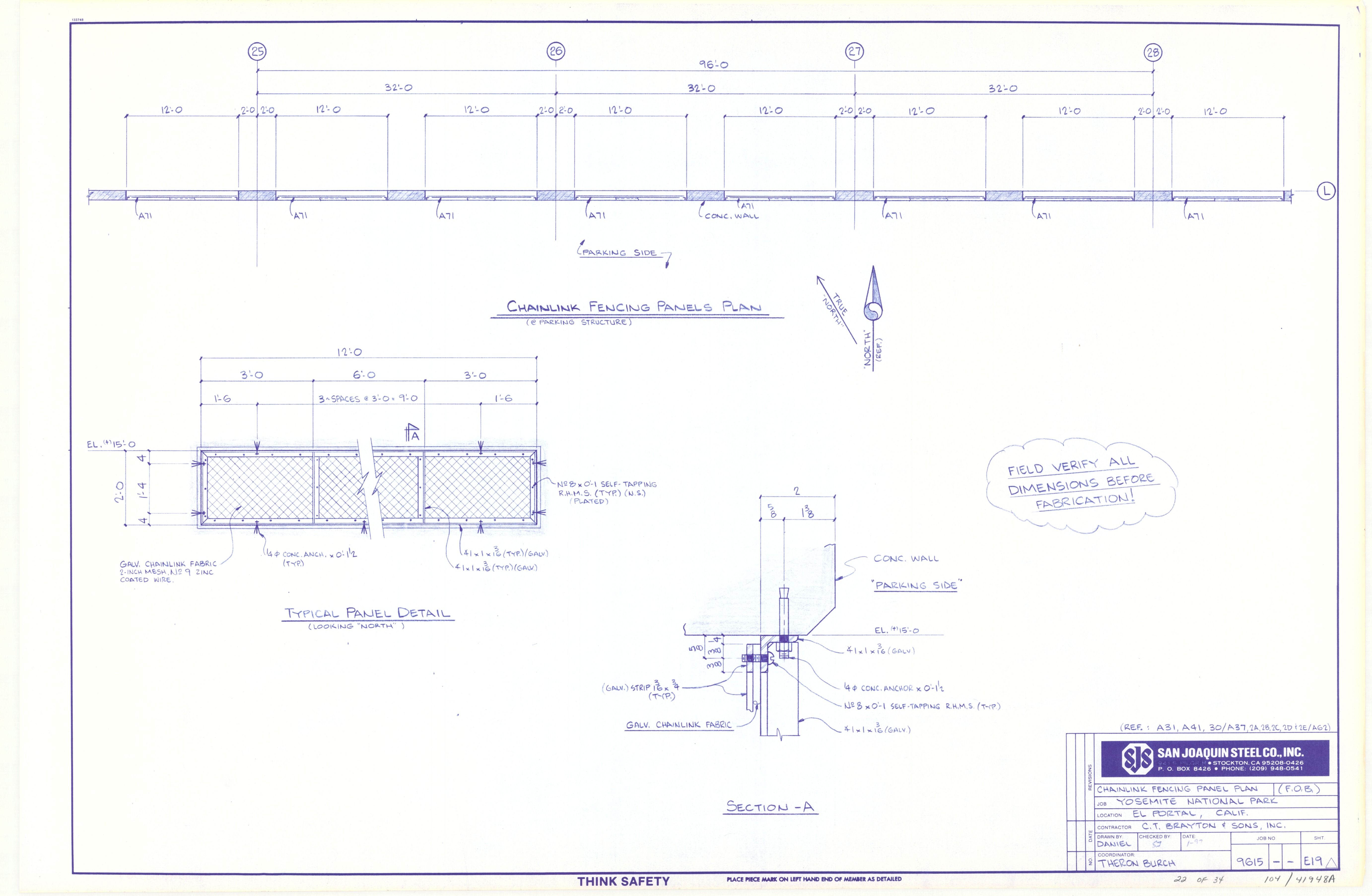 Chainlink Fencing Panel Plan Yosemite National Park