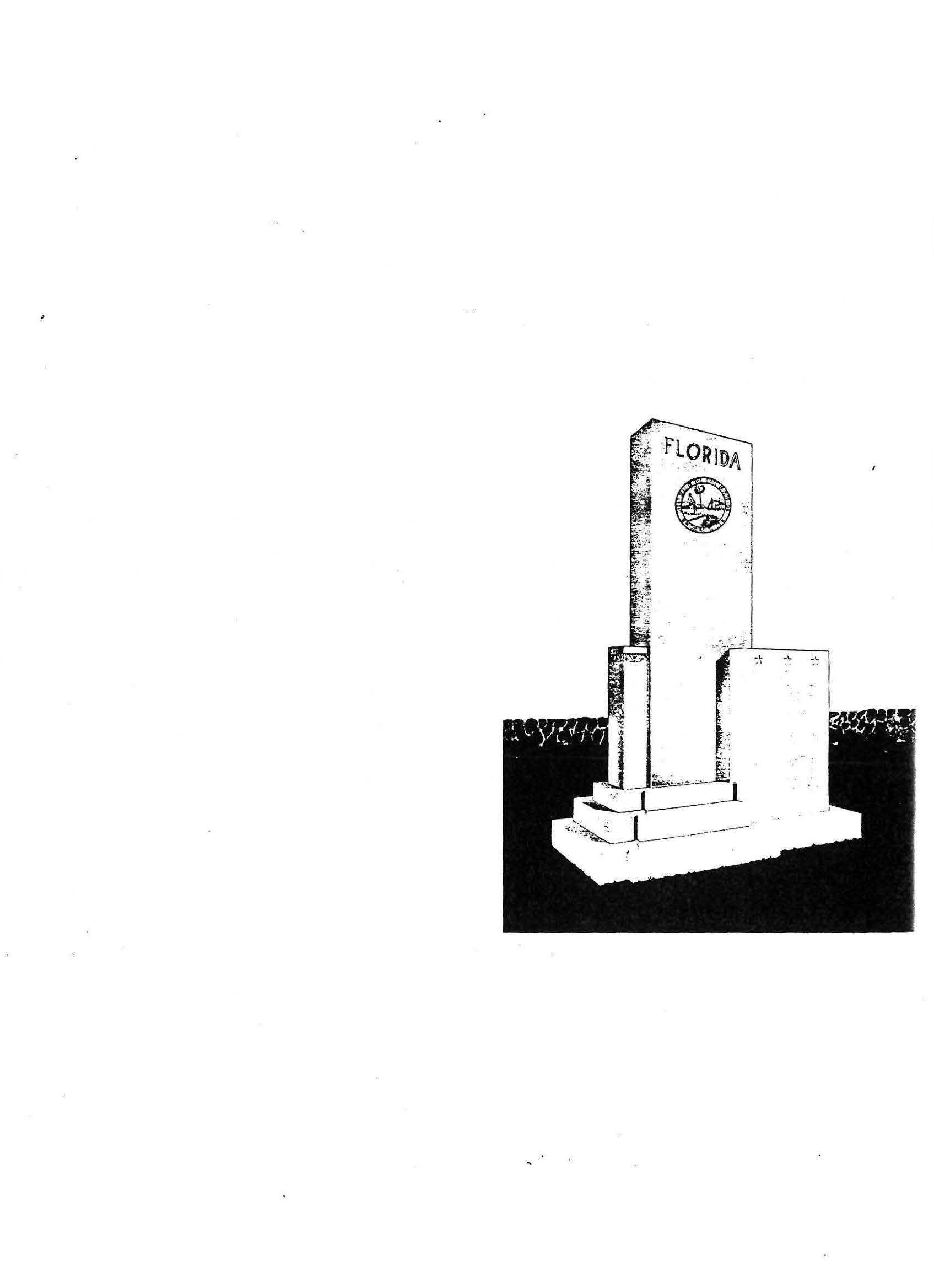 A black and white sketch of the Florida Monument