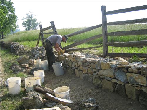 Restoration of Stone Wall alone east side of Roulette Lane