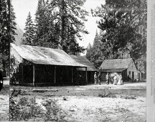 Detail of RL-16,446. Caption: "No. 1081. Sentinel House-Yosemite Valley." Buildings are not part of Setinel group.