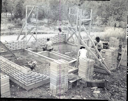 Comfort station construction, South Campground, laying up the wall.