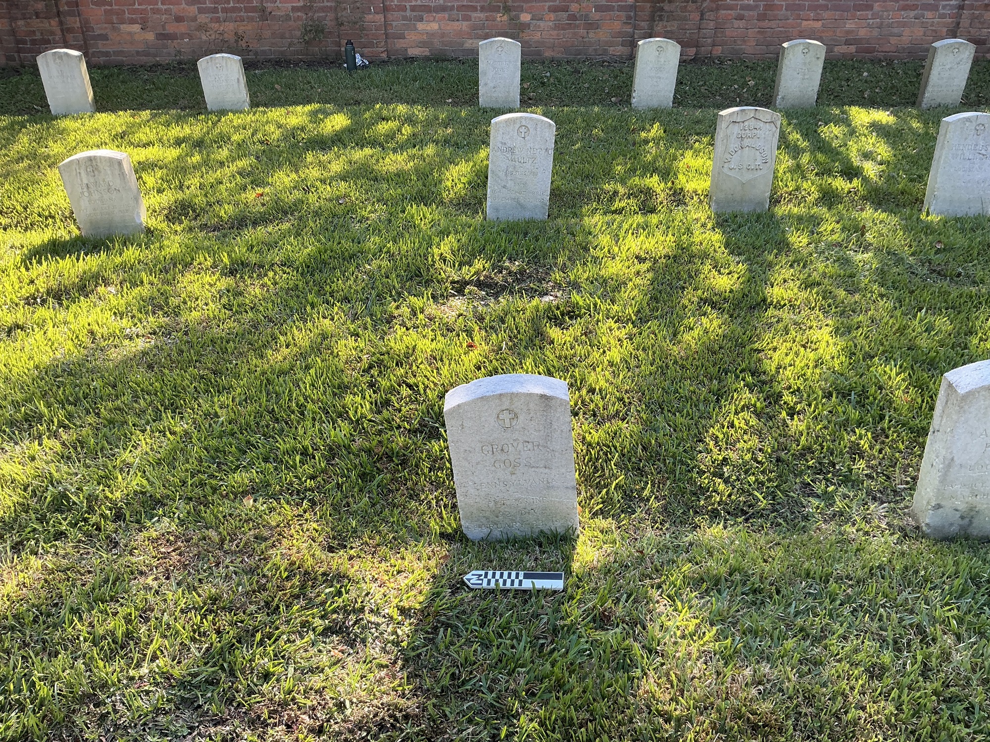 Extra image of upright marble headstone with flat face.