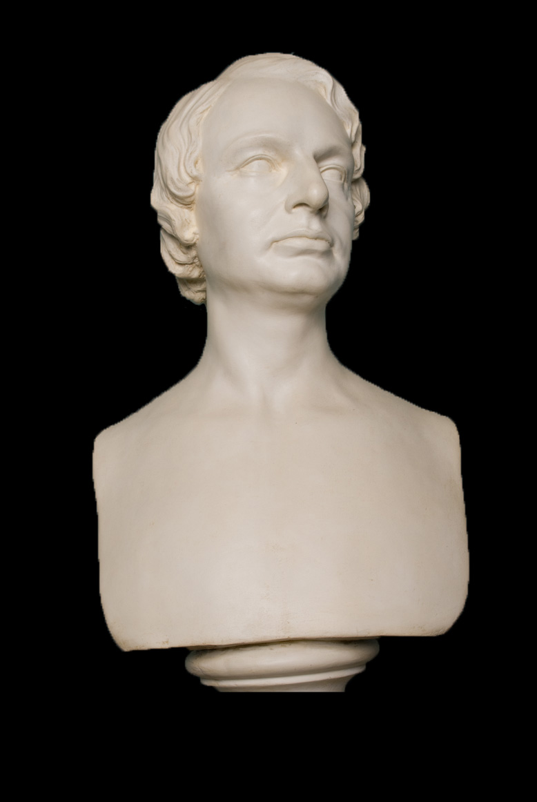 Bust of Henry Longfellow, clean shaven, with pronounced nose and bare chest