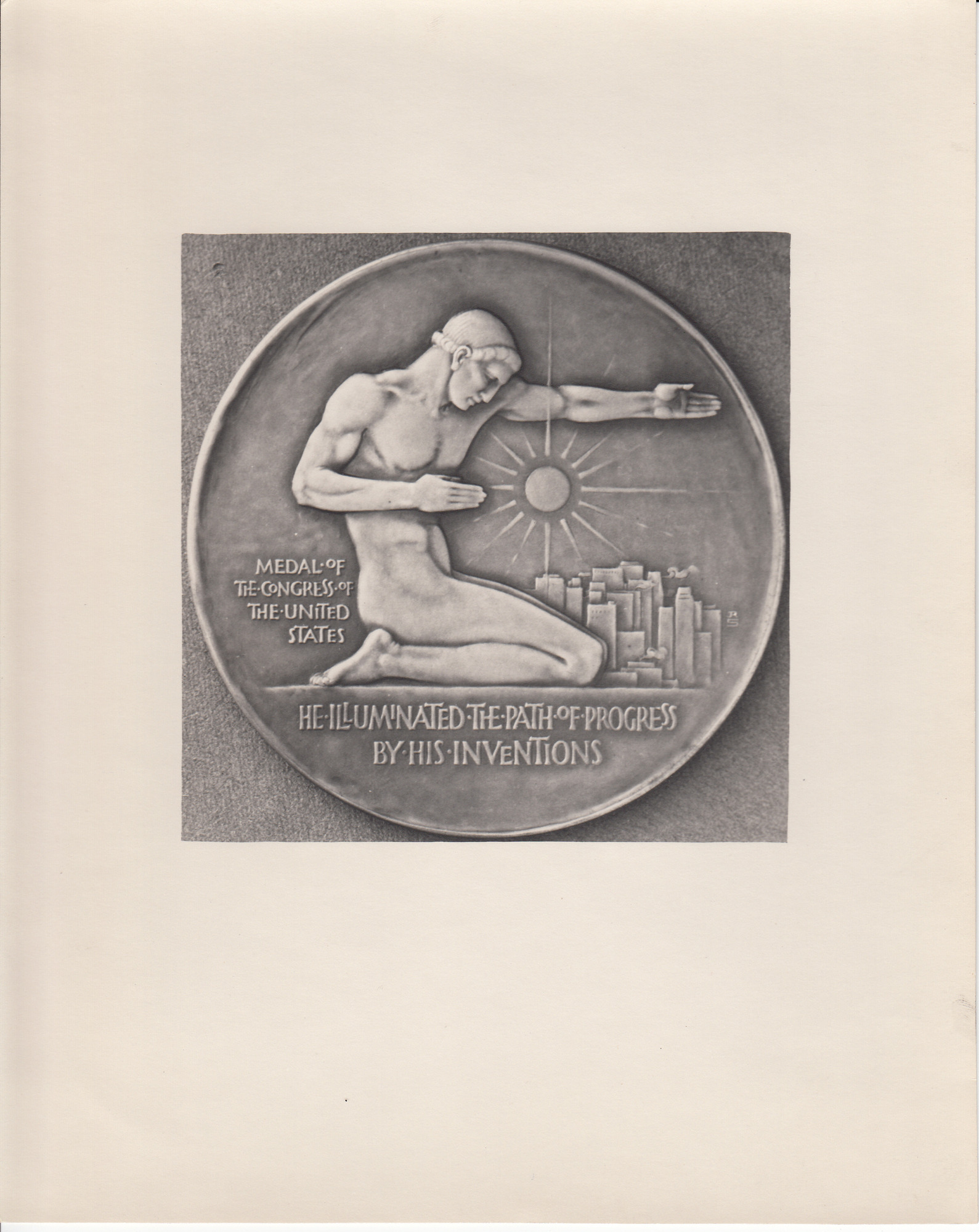Photo of Congressional Medal. (figure side).