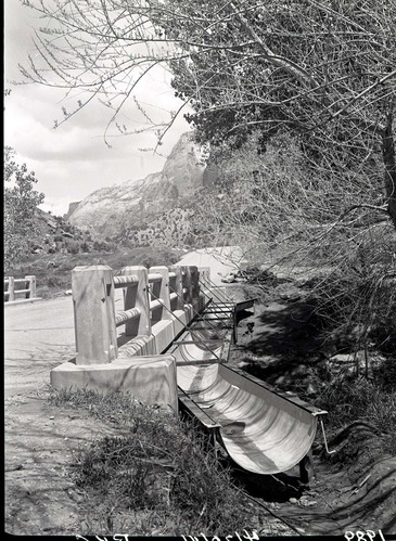 Metal flume replacing the old wooden flume for the irrigation ditch to the South Campground.