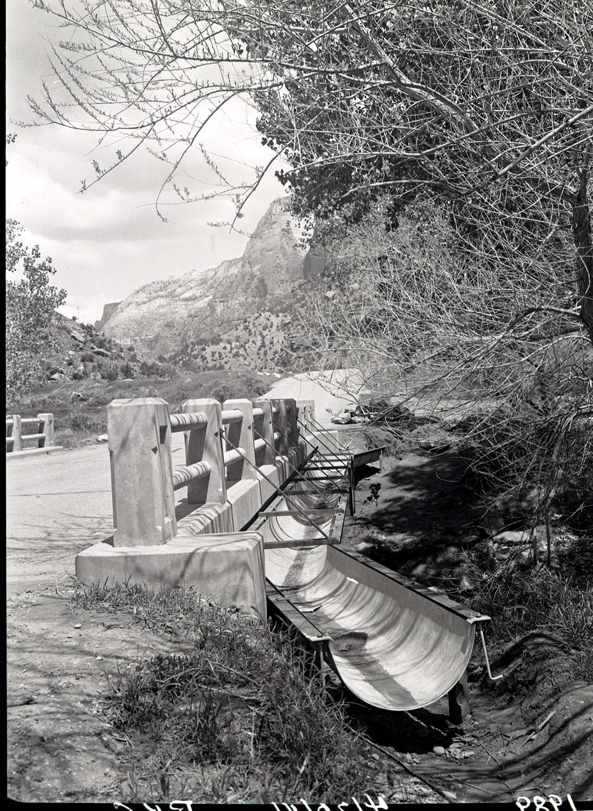 Metal flume replacing the old wooden flume for the irrigation ditch to the South Campground.