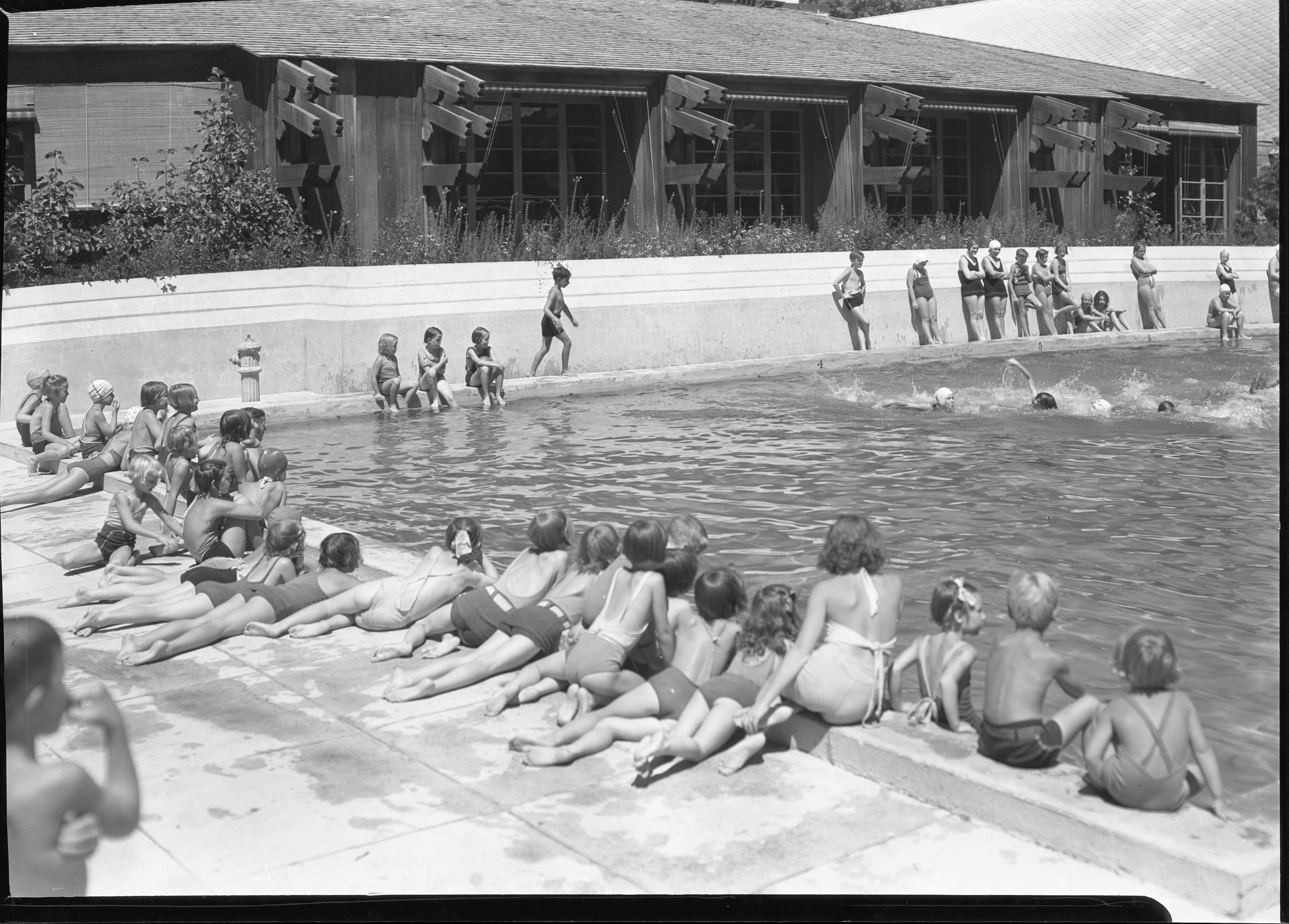 Red Cross Swimming class at Camp Curry pool.