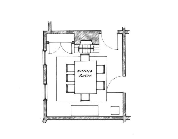 Interpretive Period: mid-1930s. Illustration depicts the floor plan of the dining room of the Martin Luther King, Jr. birth home.