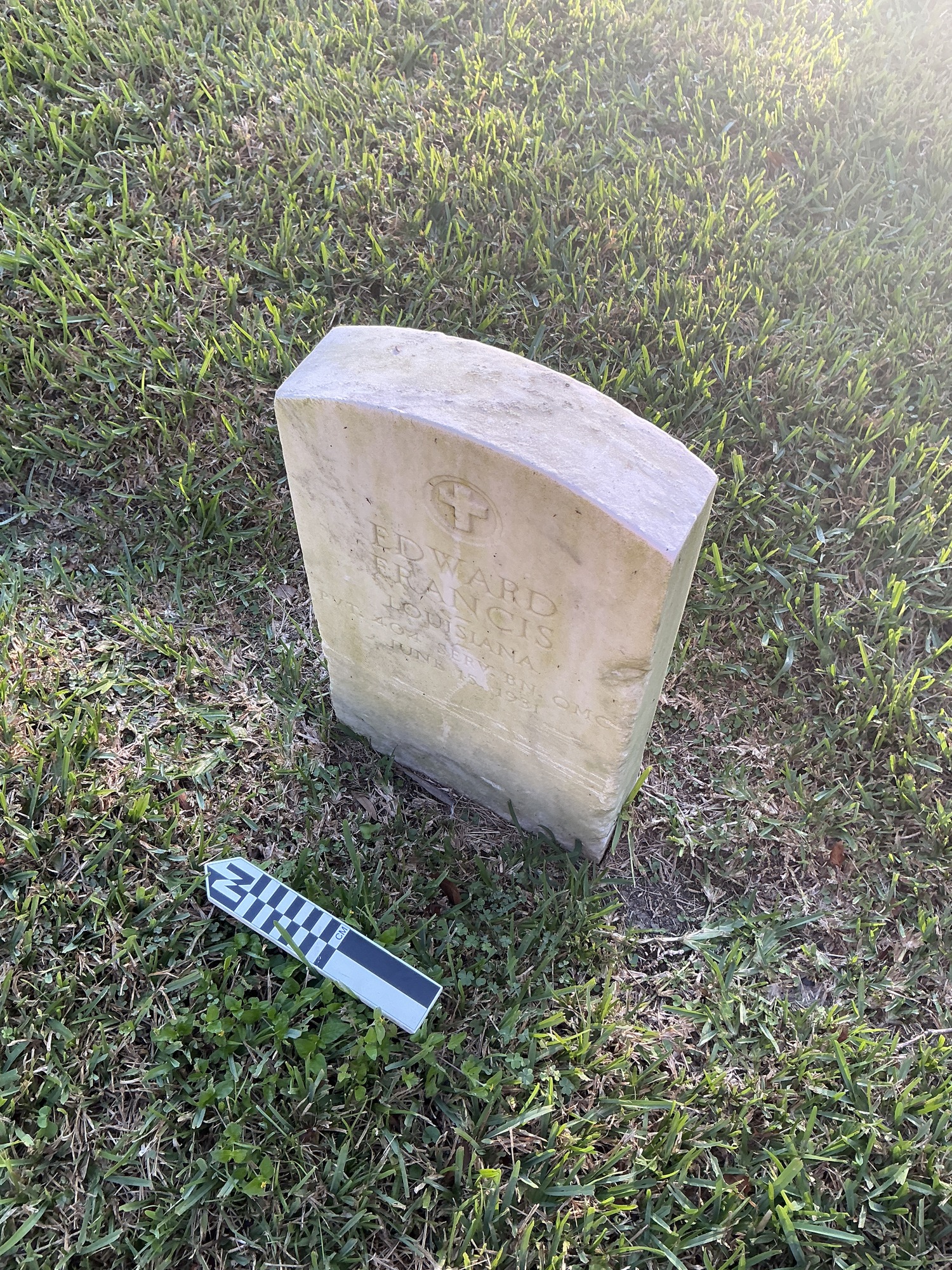 Extra image of upright marble headstone with flat face.