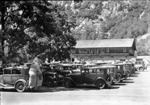 Copy Neg: Leroy Radanovich, May 1997. Cars in front of the Museum.