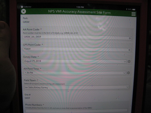 GRSM Accuracy Assessment. Plot Code: GRSM_AA_0459_1