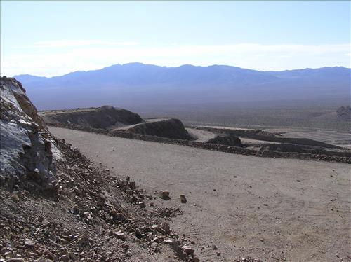 Morning Star Mine, an abandoned open pit gold mine with large waste rock piles.