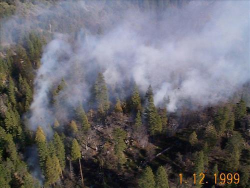 Aerial shots of the Turner Ridge prescribed fire, January 12, 1999, Yosemite National Park