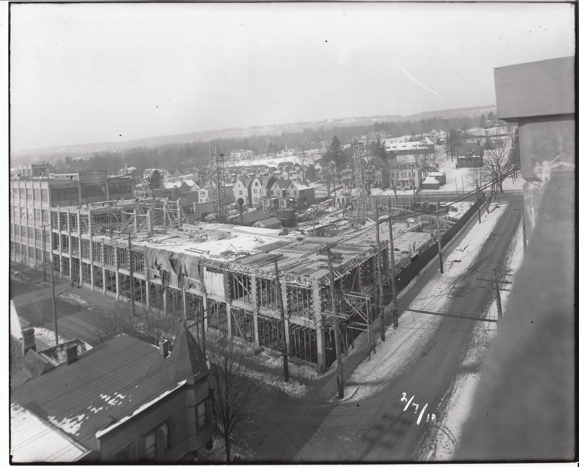 Storage Battery Building under construction, viewed from corner of Ashland Avenue, at left, and Lakeside Avenue.