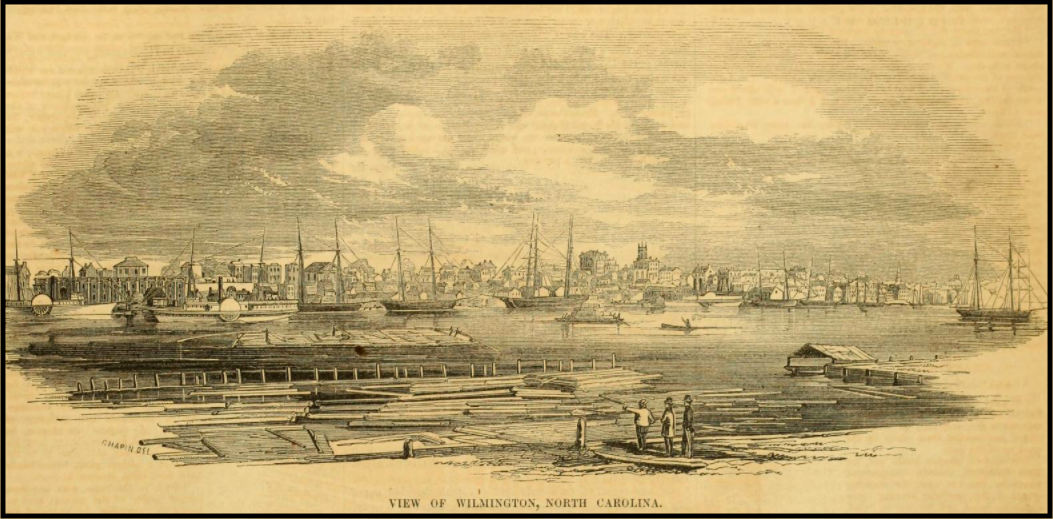 Engraving of the harbor of Wilmington, North Carolina
