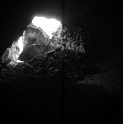 Rock wall (Juniper Butte) at Lava Beds, Tulelake, in August 1959