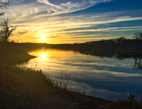 Sunset over lake