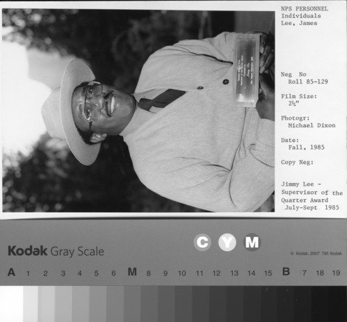 Jimmy Lee- Supervisor of the Quarter Award (July-September 1985)