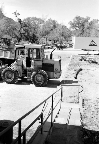 Construction vehicle during construction of headquarters addition.