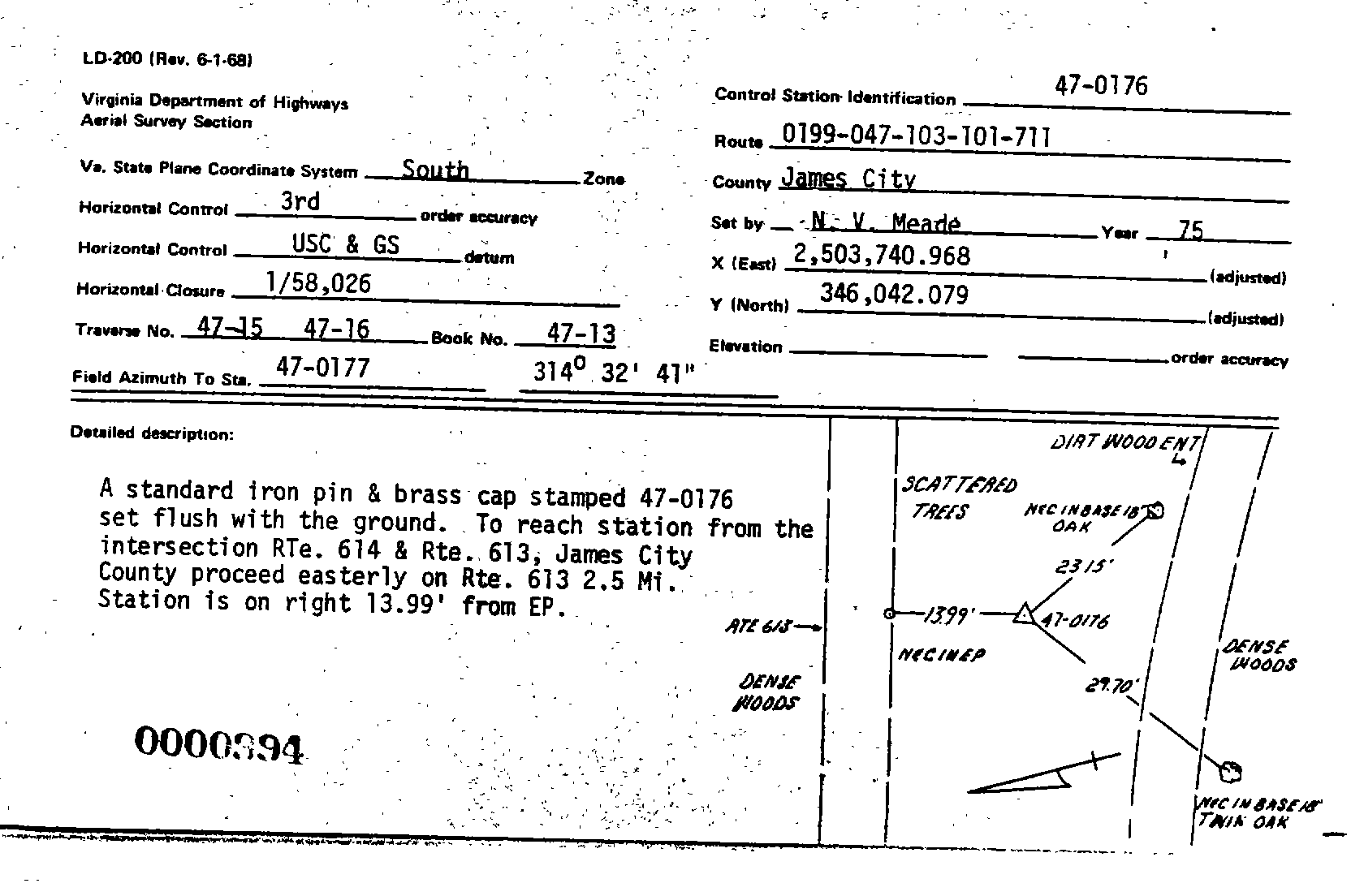00000994 Survey Monumentation Sketch