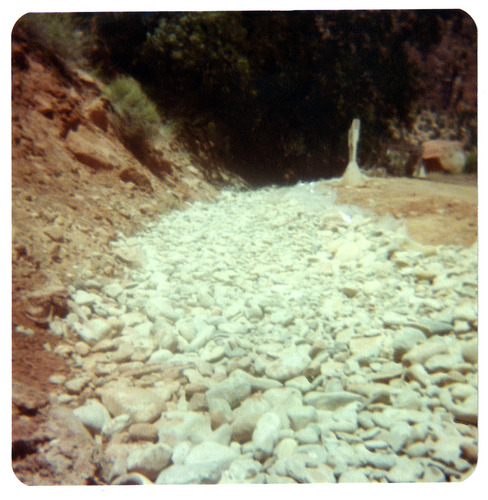 Gravel along the Zion-Mt. Carmel Highway switchbacks.