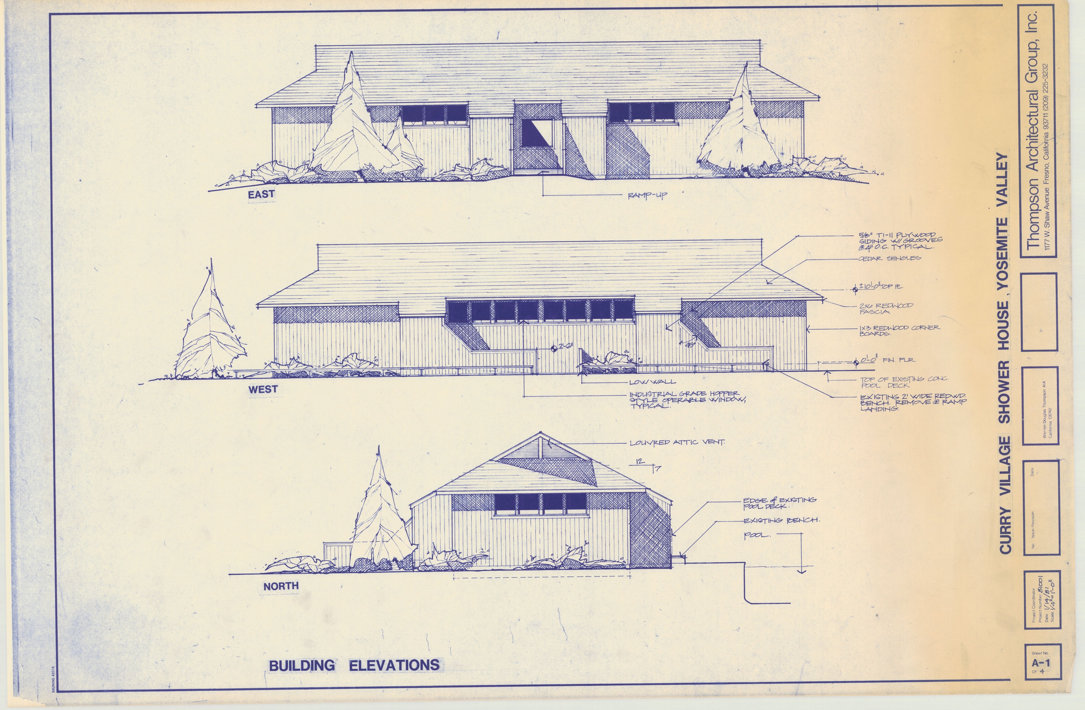 Curry Village Shower House Yosemite Valley Building Elevations