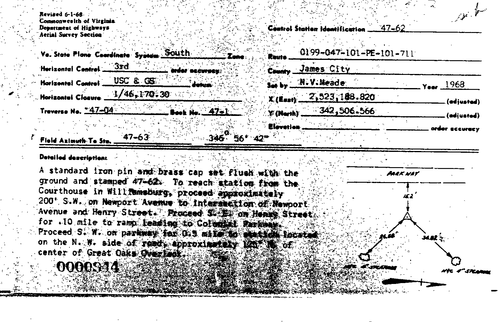 00000944 Survey Monumentation Sketch