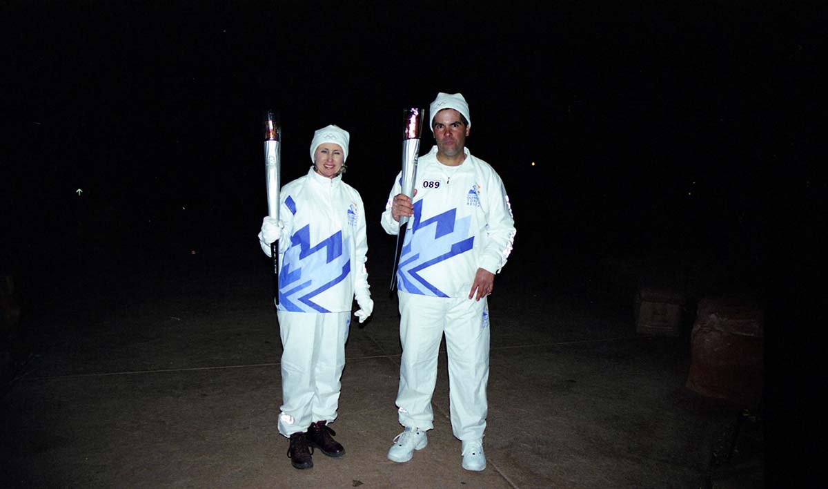 Color Photos of the ceremony surrounding the Olympic Torch passing through Zion.