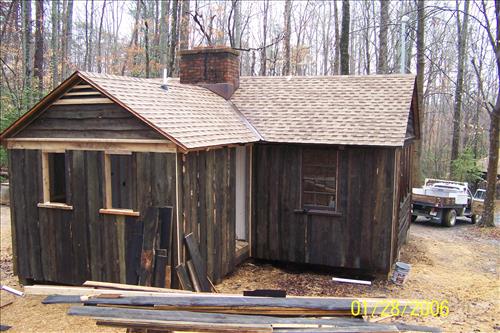 Rehabilitate historic cabin building 65 in camp Mawavi (Camp 2) at Prince William Forest Park in June 2011