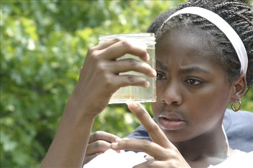 Resident program-Roles and Residences Pond Exploration Looking at Finds