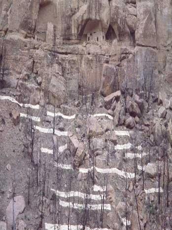 Erosion control measures installed by BAER Rehabilitation Team following fires in 2000, Mesa Verde National Park