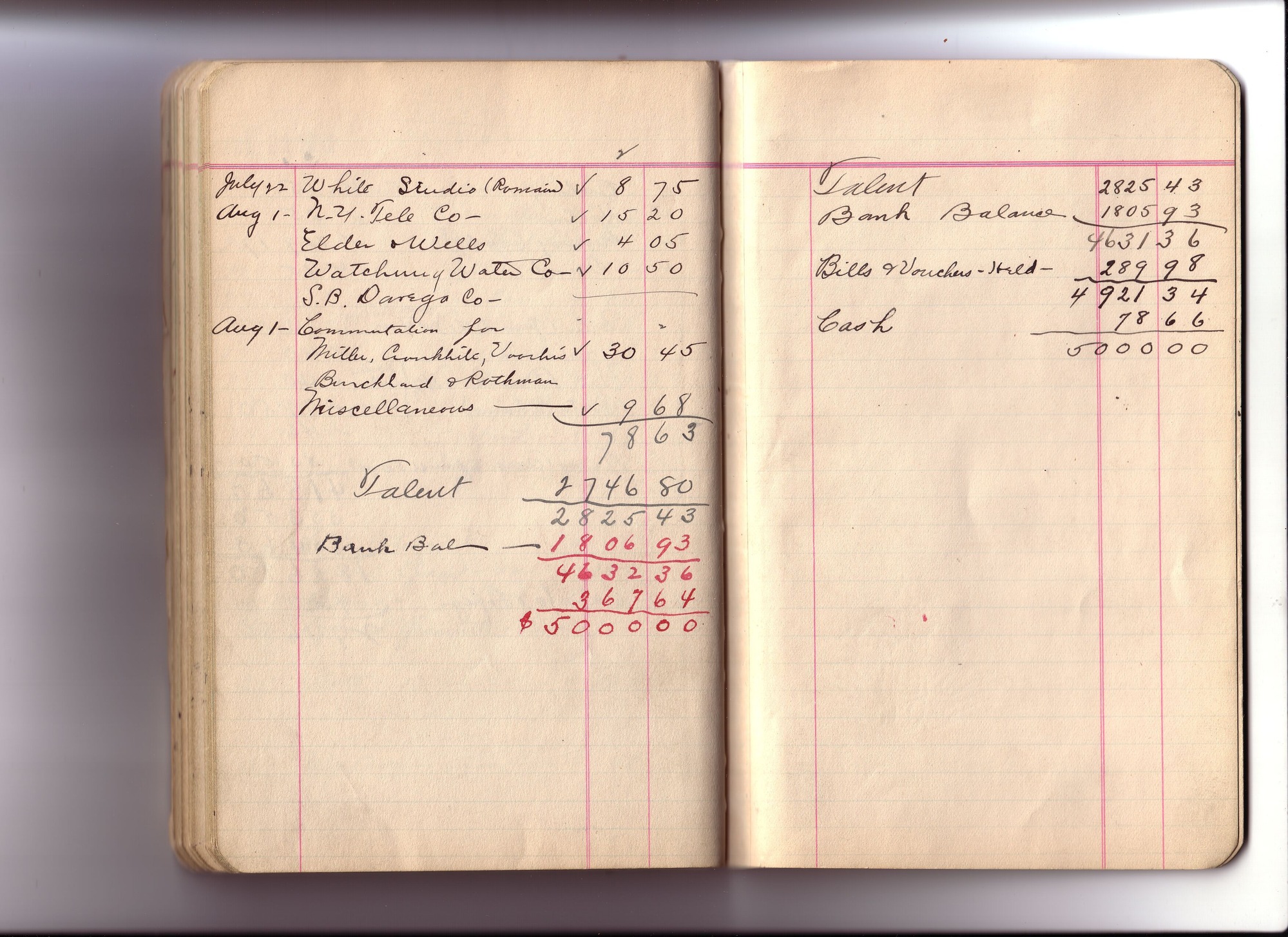 Thomas Edison's New York City Recording Studio Cash Book 07 (of 21), Image 47 (of 50).