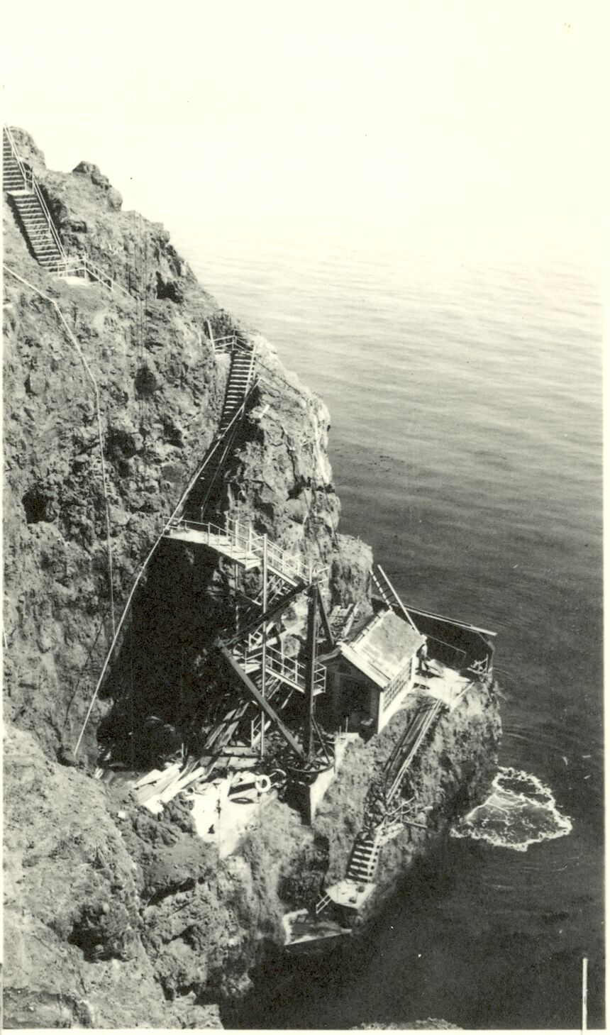 cliff after chipping loose rock at landing cove