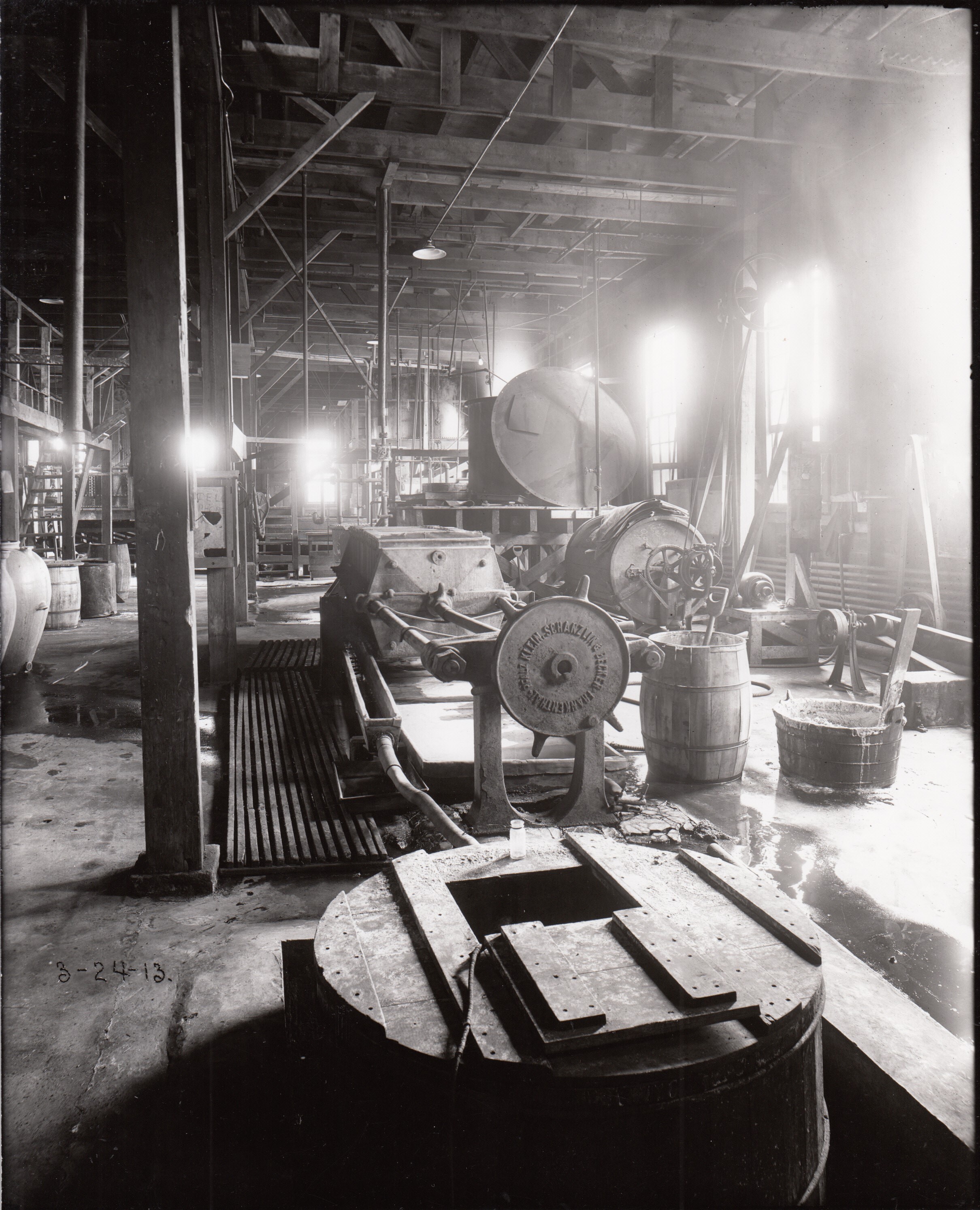 Filter press at chemical works.