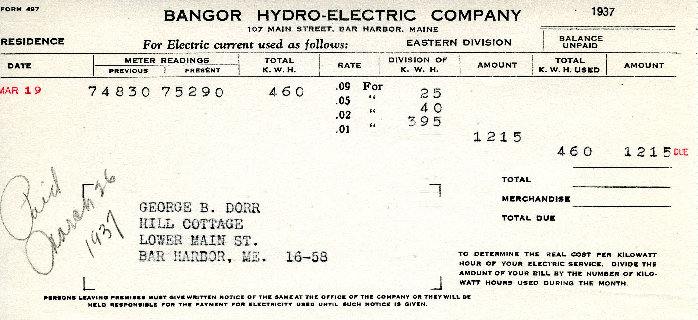 Receipt, BangorHydroElectric to Dorr, March 26, 1937 (2).tif