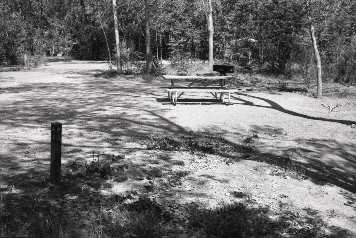 Campsite A3 with picnic table and grill at the South Campground.