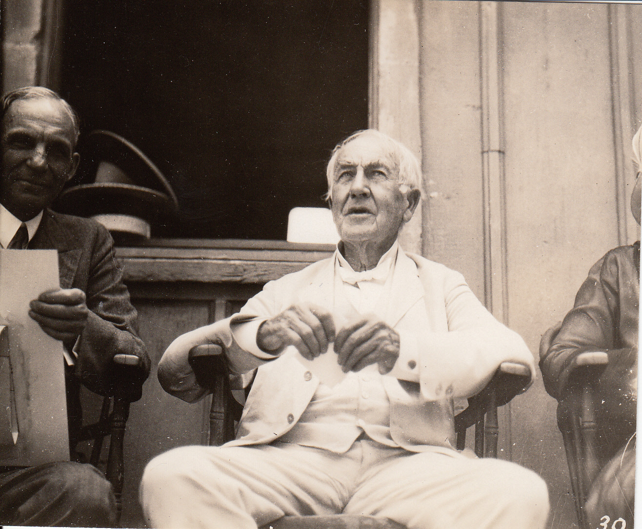 Thomas Edison and Henry Ford at presentation of Glass House to Ford.