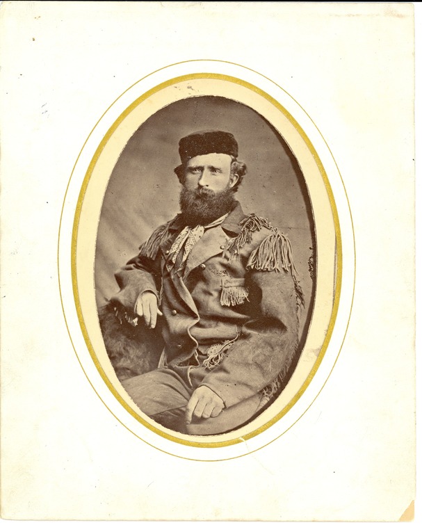 General George Armstrong Custer with a Full Beard in Winter Uniform, Including Fur Hat and Fringed Buckskin Jacket, Worn During the Washita Campaign; Seated in Long 1/2 View