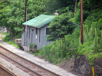 post office building and railroad tracks