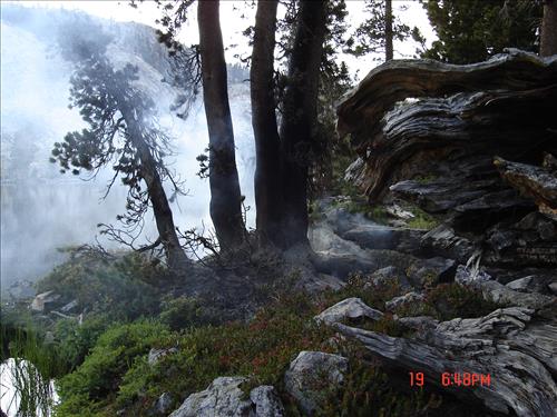 Volcanic wildfire in Kings Canyon backcountry, Sequoia and Kings Canyon National Parks, July 2005