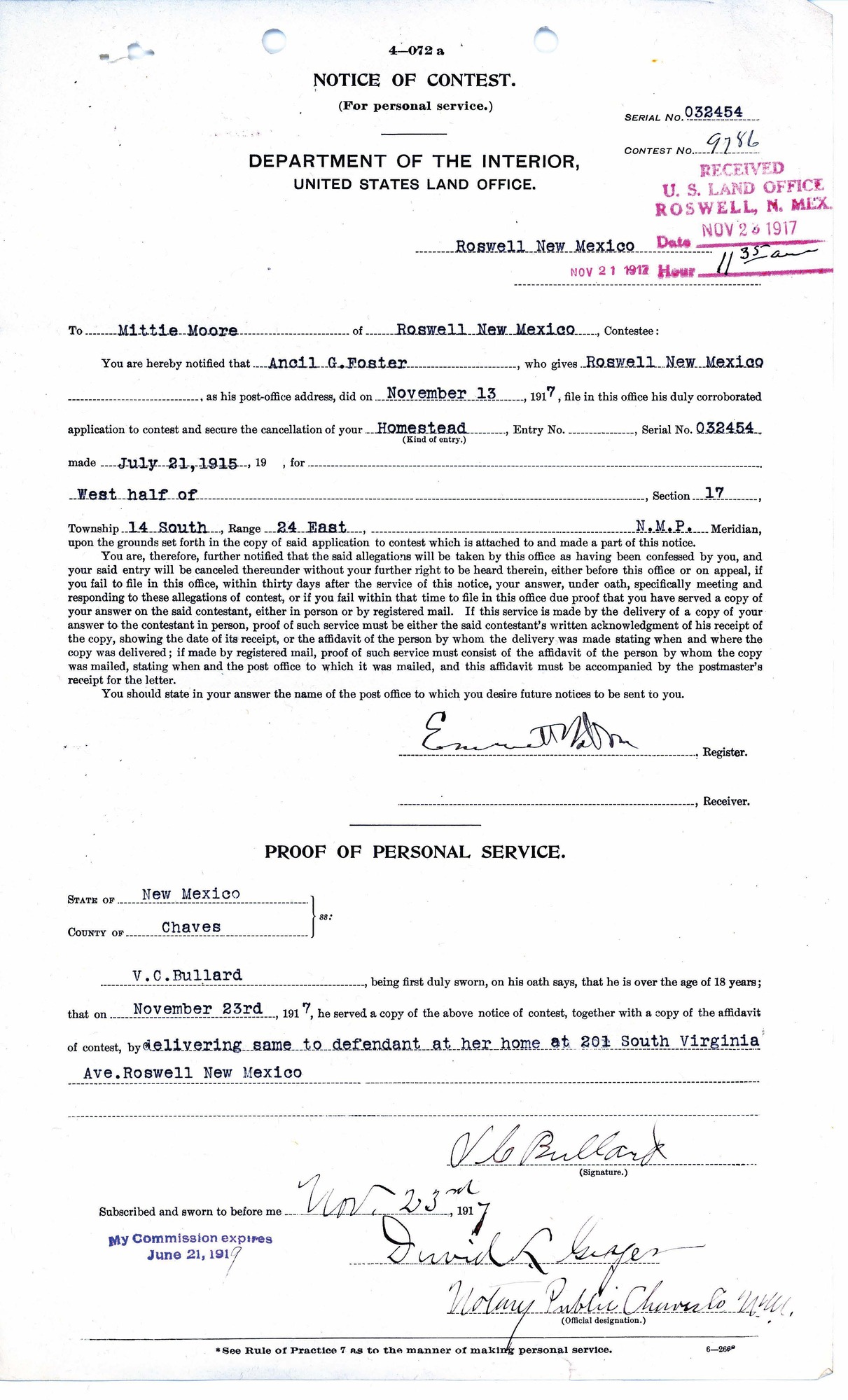 Scanned image of form. See description for text.