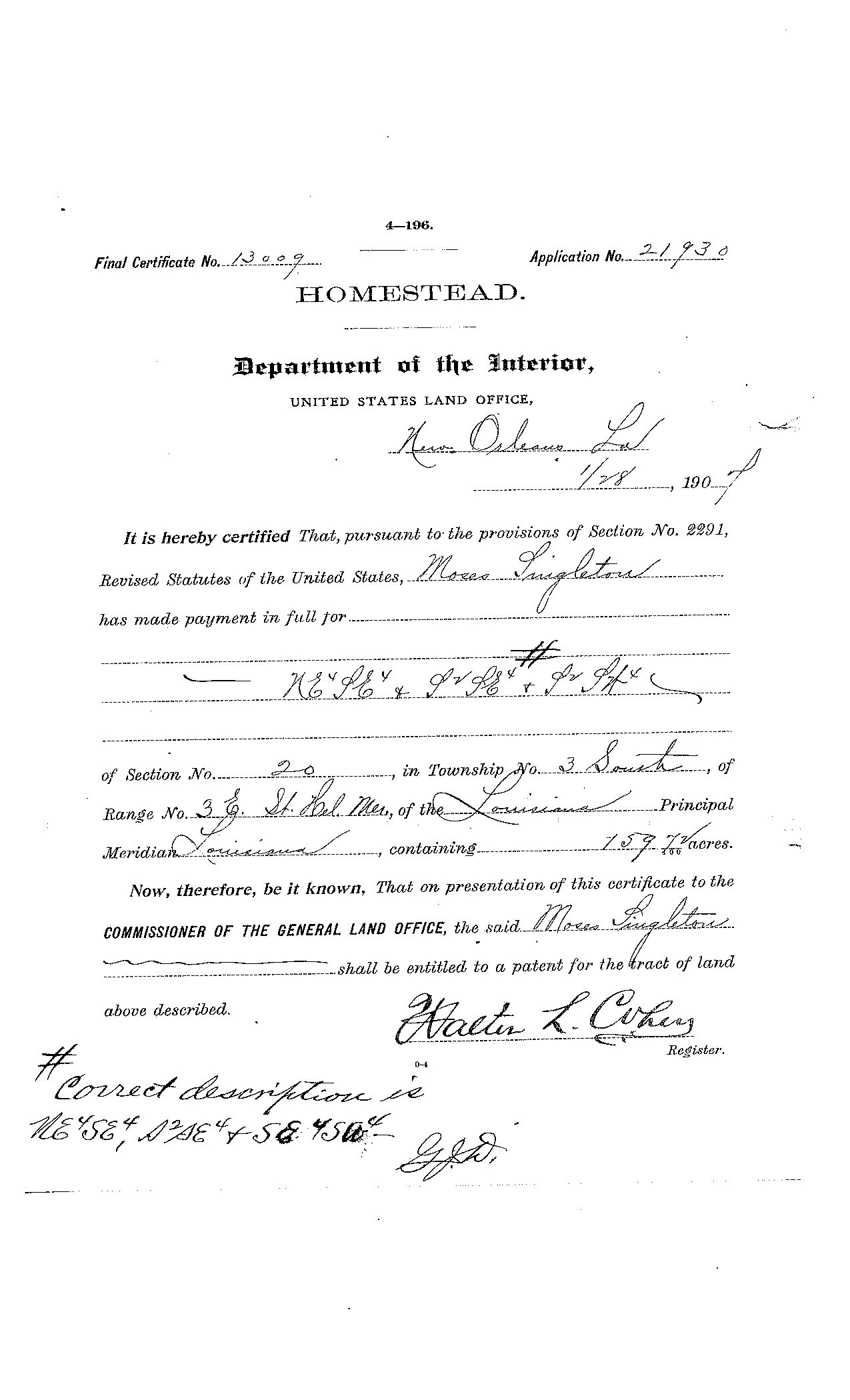 Scanned image of form. See description for text.