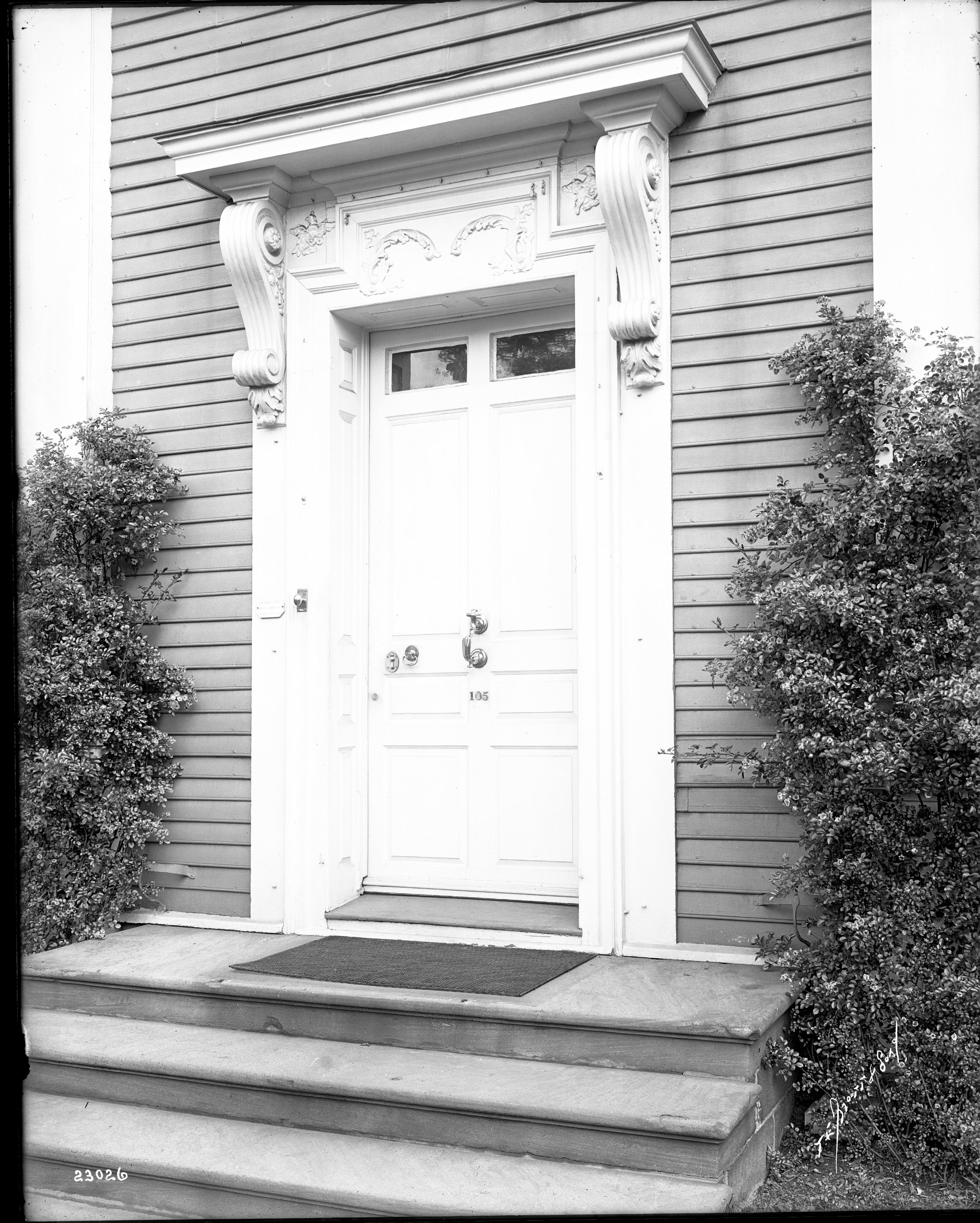 Ornate front door of Georgian mansion.