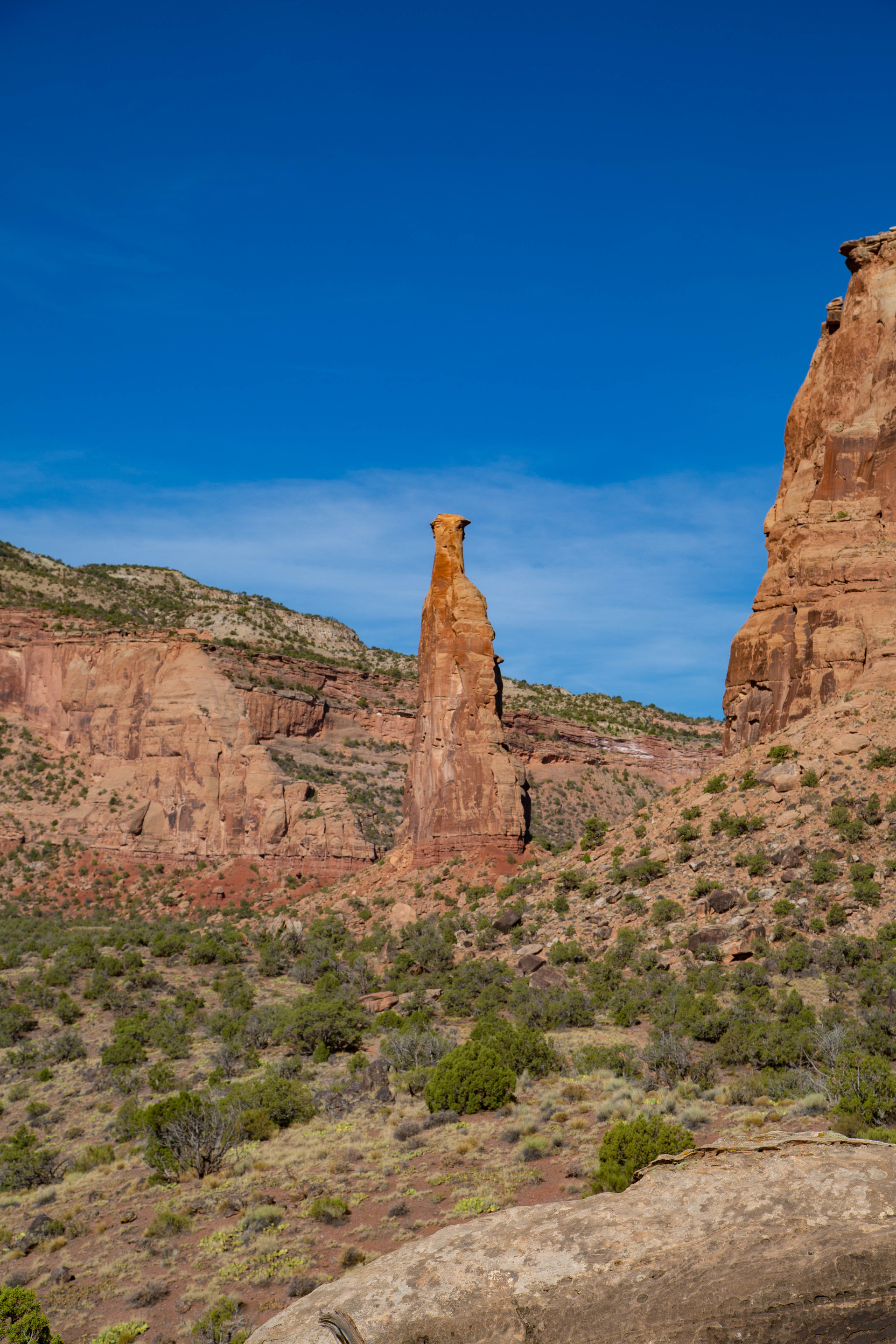 Trail through a canyon with tall geological formations