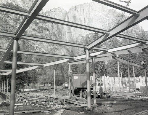 Construction of the New Yosemite Lodge 1955-1956. 7 negatives of December 13, 1955 including Cedar Cottage.