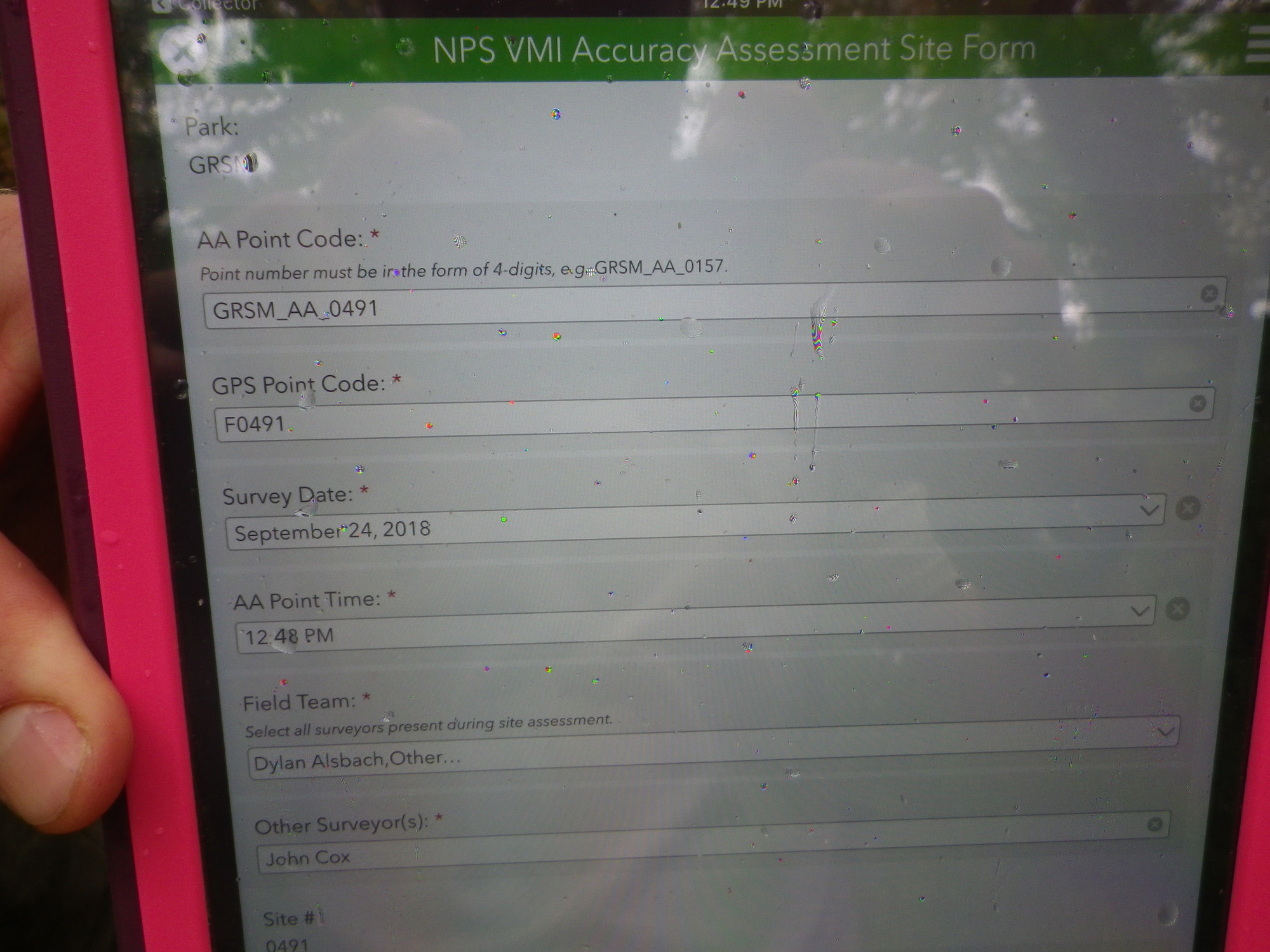 GRSM Accuracy Assessment. Plot Code: GRSM_AA_0491_1